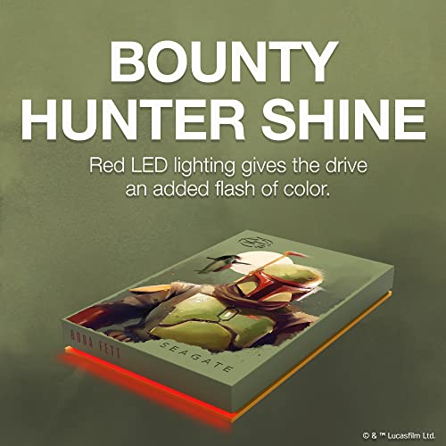Seagate Boba Fett Drive Special Edition FireCuda External Hard Drive 2TB Officially-Licensed - 2.5 Inch USB 3.2 Gen 1 Red LED RGB lighting with Rescue Services (STKL2000406)