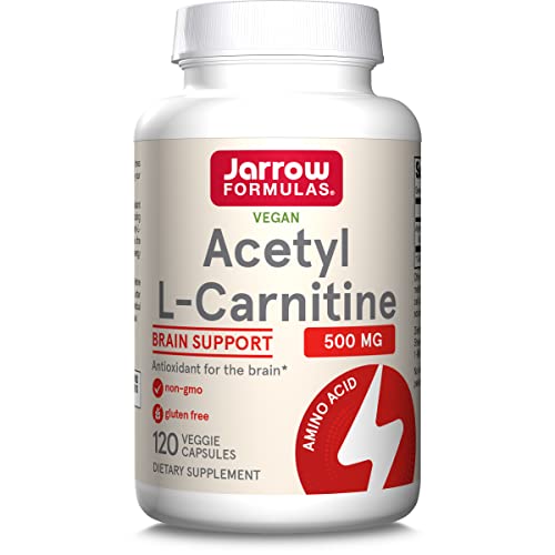Jarrow Formulas Acetyl L-Carnitine 500 mg - Antioxidant Protection for the Brain - Supports Energy Production and Metabolism - Heart and Cardiovascular Health - 120 Veggie Capsules (PACKAGING MAY VARY)
