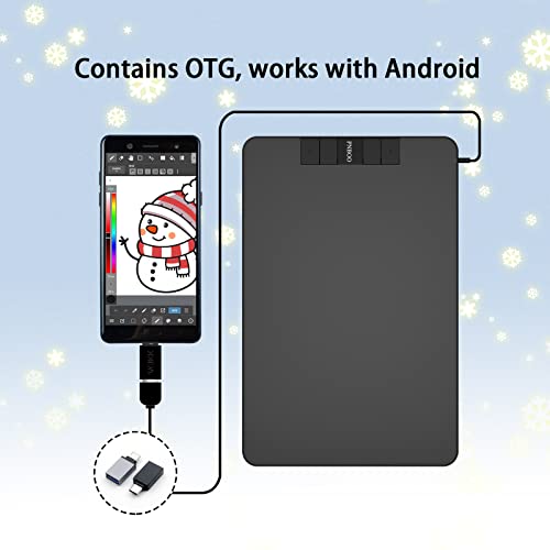 PNBOO PN640 Drawing Tablet, 8192 Professional Levels Pressure, Support Chromebook Linux Android Windows Mac, with Battery-Free Stylus, 4 Hot Keys, 6x4 Inches Active Area