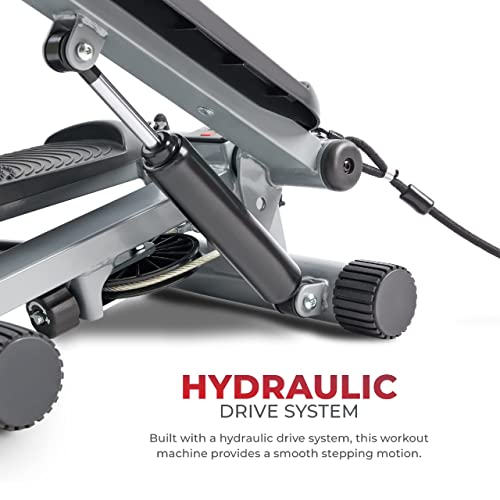 Sunny Health and Fitness Mini Stepper with Resistance Bands, Black