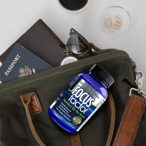 Focus Factor Nutrition for The Brain, Improved Memory and Concentration Brain Supplement, Complete Multivitamin with Vitamins B6, B12, D, Bacopa Monnieri and Tyrosine, 60 Count