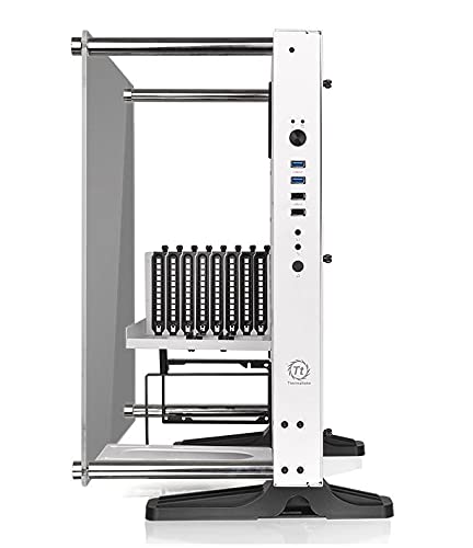 Thermaltake Core P3 ATX Tempered Glass Gaming Computer Case Chassis, Open Frame Panoramic Viewing, White Edition, CA-1G4-00M6WN-05, Snow