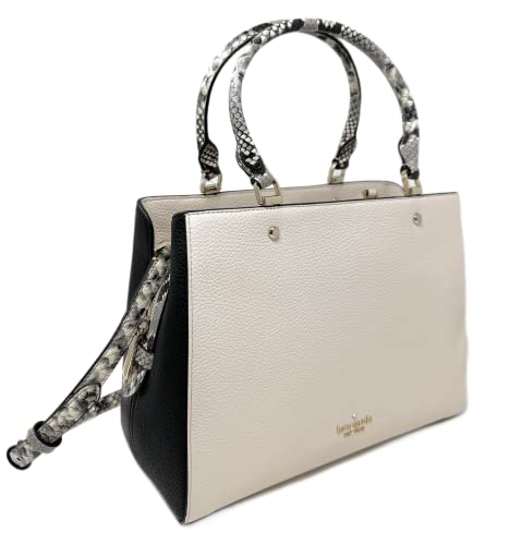 Kate Spade New York Leila Medium Triple Compartment Satchel Crossbody Bag Purse Handbag (Parchment Multi)