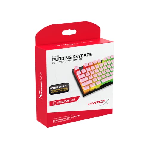 HyperX Pudding Keycaps - Double Shot PBT Keycap Set with Translucent Layer, for Mechanical Keyboards, Full 104 Key Set, OEM Profile, English (US) Layout - Pink