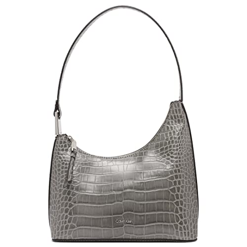 Calvin Klein Holly Top Zip Shoulder Bag, Steel Grey Croco,One Size