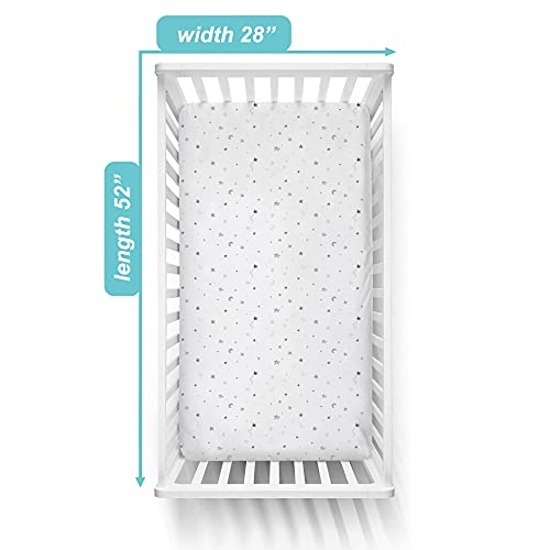 American Baby Company Printed 100% Cotton Jersey Knit Fitted Crib Sheet for Standard Crib and Toddler Mattresses, Grey Stars and Moon, 1 Count (Pack of 1) (Pack of 1)