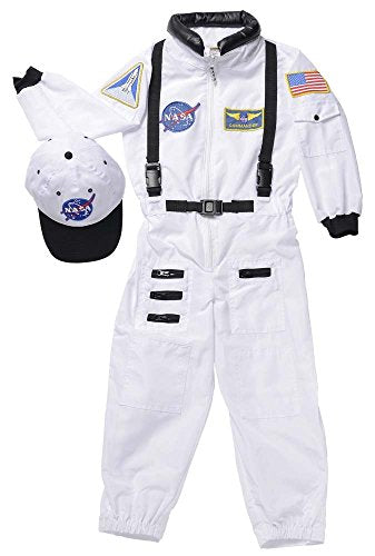 Aeromax Jr. Astronaut Suit with Embroidered Cap, White, size 8/10