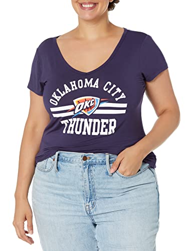 Ultra Game NBA Oklahoma City Thunder Womens Box Out Varsity Stripe Tee Shirt, Team Color, Small