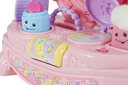 Fisher-Price Laugh and Learn Baby Toy, Magical Musical Mirror, Pretend Vanity Set with Light Sounds and Learning Songs for Infant to Toddler, Pink