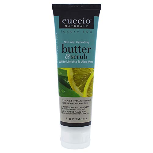 Cuccio Naturale Butter Scrub - Exfoliates And Hydrates - For Softer, Radiant Looking Skin - Infuses Moisture Into Dry Skin - Non-Oily 24 Hour Hydration - Creamy - White Limetta And Aloe Vera - 4 Oz