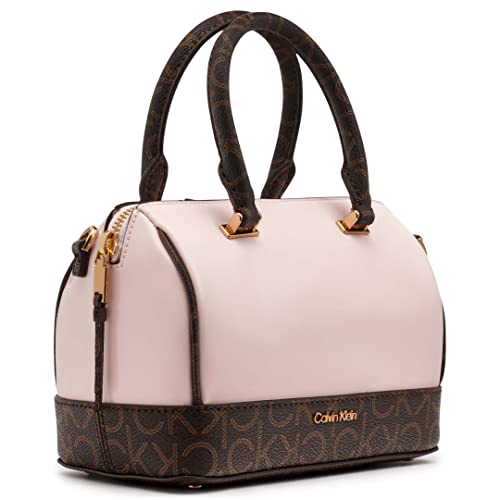 Calvin Klein Ashley Mini Bag Crossbody, Crystal Pink/Brown/Khaki Pearlized Patent