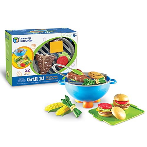 Learning Resources New Sprouts Grill It! Barbecue Set - 22 Piece Set, Ages 18+ Months Toddler Learning Toys, Preschool Toys, Pretend Play Food, Outdoor Play Food Toys