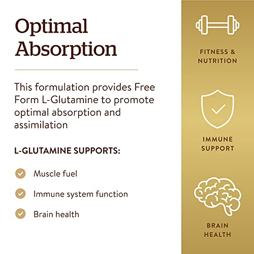 Solgar L-Glutamine 1000 mg, 60 Tablets - Natural Muscle Food - Promotes Gastrointestinal (GI) Health - Supports Brain Health - Non-GMO, Vegan, Gluten Free, Dairy Free, Kosher - 30 Servings