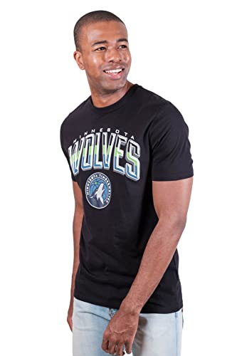 Ultra Game -NBA Minnesota Timberwolves Mens Arched Plexi Short Sleeve Tee Shirt, Black, Medium