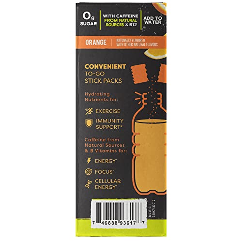 Nature Fuel Hydration + Energy - with Vitamins A, C, D3, and Zinc to Support Immunity - Orange Flavor - 18 Stick Packs - Pantry Friendly