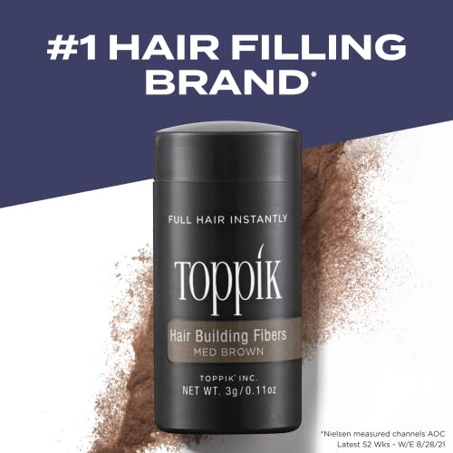 Toppik Hair Building Fibers, Medium Brown, 27.5g | Fill In Fine or Thinning Hair | Instantly Thicker, Fuller Looking Hair | 9 Shades for Men and Women