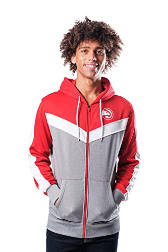 Ultra Game NBA Atlanta Hawks Mens Soft Fleece Full Zip Jacket Hoodie, Team Color, Large