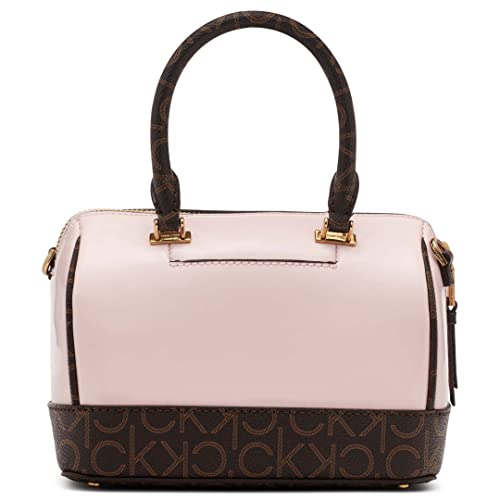 Calvin Klein Ashley Mini Bag Crossbody, Crystal Pink/Brown/Khaki Pearlized Patent