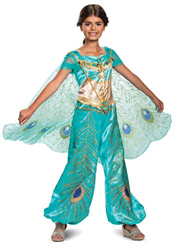 Disguise Disney Princess Jasmine Aladdin Deluxe Girls' Costume, Teal ,Medium (7-8)