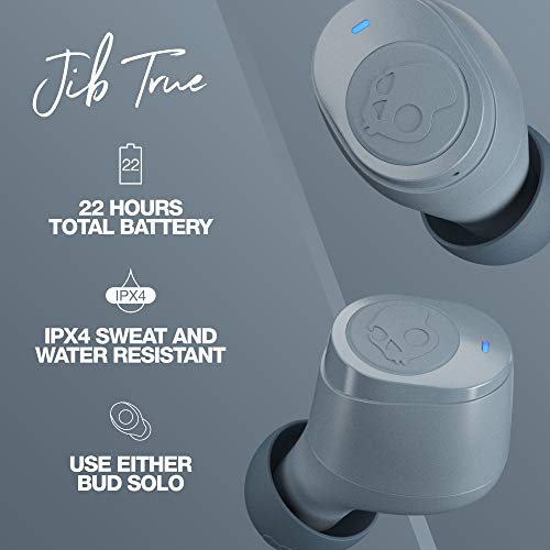 Skullcandy Jib True Wireless Earbud with Microphone / 22 Hour Battery Life / Use with iPhone and Android / Best for Gym, and Gaming / Bluetooth Earbud Headphones - Grey