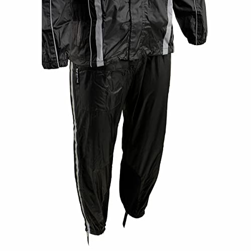 Milwaukee Leather MPM9510 Men's Black Water-Resistant Rain Suit with Hi Vis Reflective Tape - Small