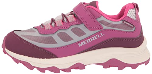 Merrell Moab Speed Low Alternative Closure Waterproof Hiking Sneaker, Grey/Berry, 5 US Unisex Big Kid