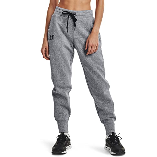 Under Armour womens Rival Fleece Joggers , Steel Medium Heather (035)/Black , X-Large