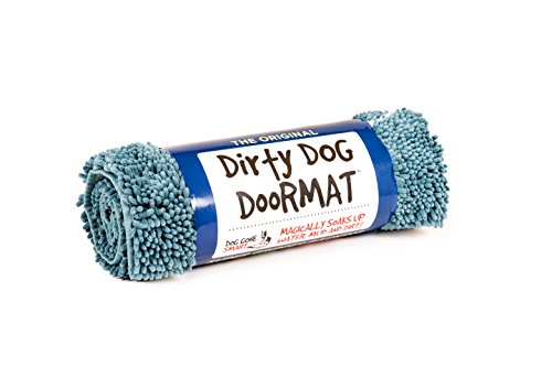 Dog Gone Smart Dirty Dog Microfiber Paw Doormat - Muddy Mats For Dogs - Super Absorbent Dog Mat Keeps Paws and Floors Clean - Machine Washable Pet Door Rugs with Non-Slip Backing | Medium Pacific Blue