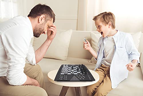 Lexibook Chessman® Elite Interactive Electronic Chess Game +, 64 Levels of Difficulty, LEDs, Family Child Board Game, Black/White, CG1300US
