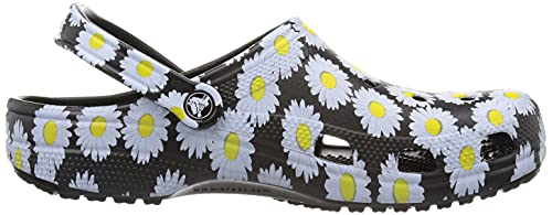 Crocs Unisex- Adult Classic Printed Floral Clogs, Black Daisy, 6 Women/4 Men