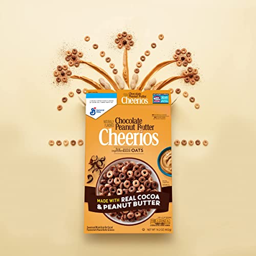 Chocolate Peanut Butter Cheerios Cereal, Breakfast Cereal With Whole Grain Oats, 18 OZ Family Size