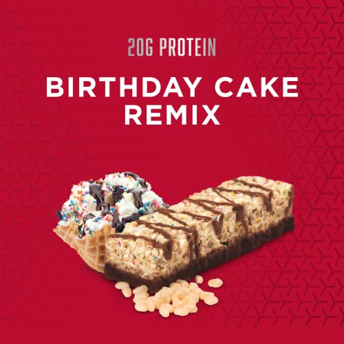 BSN Protein Bars - Protein Crisp Bar by Syntha-6, Whey Protein, 20g of Protein, Gluten Free, Low Sugar, Cold Stone Creamery Birthday Cake Remix, 12 Count