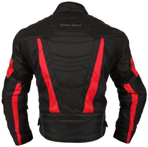 Milano Sport MJGAM0385ME Gamma Motorcycle Jacket with Red Accent (Black, Medium)