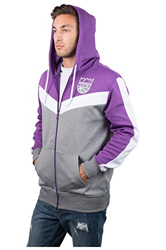 Ultra Game NBA Sacramento Kings Mens Soft Fleece Full Zip Jacket Hoodie, Team Color, Medium
