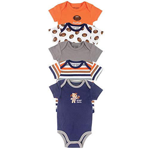 Luvable Friends Unisex Baby Cotton Bodysuits, Football, 3-6 Months