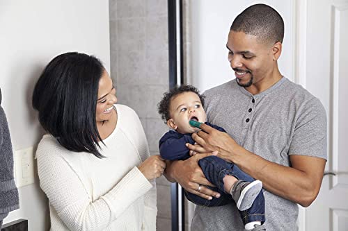 Brilliant Baby Finger Toothbrush - Silicone Gum Massager -Teether Brush for Babies and Toddlers 3 Months Old and Up, Newborn Oral Care Products - Teether, Tooth, and Gum Essentials, Blue, 1 Count