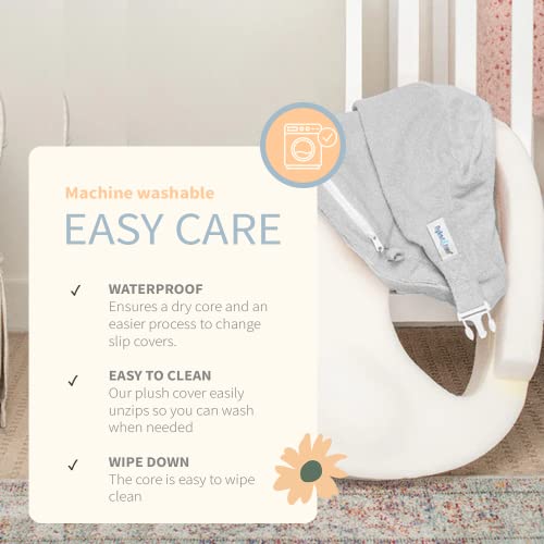 My Brest Friend Deluxe Nursing Pillow for Breastfeeding and Bottle Feeding, Enhanced Posture Support, Double Straps and Removable Extra Soft Slipcover, Flower Key Grey