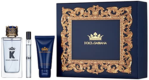Dolce and Gabbana K for Men 3-Piece Gift Set (3.4 Ounce Eau De Toilette Spray +1.6 Ounce After Shave Balm+0.33 Ounce Eau De Toilette Spray), multi color