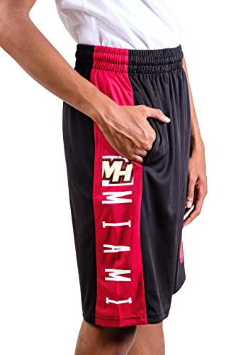 Ultra Game NBA Miami Heat Mens Mesh Basketball Shorts, Black, Small