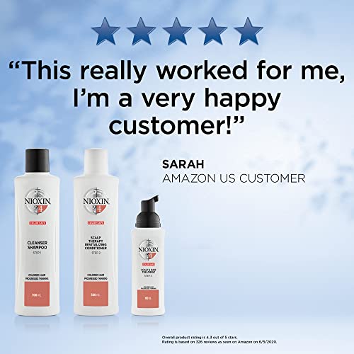 Nioxin System 4 Scalp Cleansing Shampoo with Peppermint Oil, Treats Dry and Sensitive Scalp, Dandruff Relief and Anti-Hair Breakage, For Color Treated Hair with Progressed Thinning, 10.1 fl oz