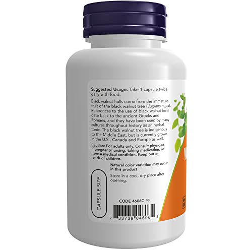 NOW Supplements, Black Walnut Hulls (Juglans nigra) 500 mg, Herbal Supplement, 100 Veg Capsules