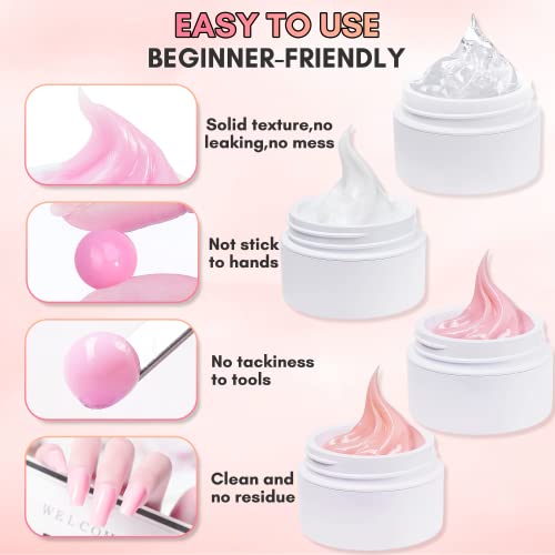 Makartt Solid Builder Nail Gel Kit Nail Extension,All in One Spring Hard Gel Nail Kit Gel Base Top Coat UV LED Nail Lamp Nail File Dual Forms Gel Picker Cuticle Pusher Silicone Molds Sculpting Brush