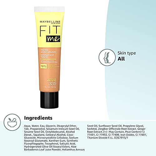 Maybelline Fit Me Tinted Moisturizer, Natural Coverage, Face Makeup, 335, 1 Count