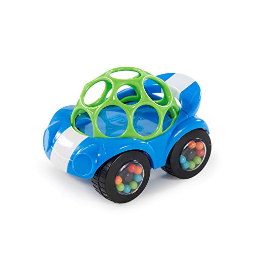 Bright Starts Oball Rattle and Roll Sports Race Car Toy Push and Go Vehicle, Easy Grasp, Ages 3 Months +, Blue
