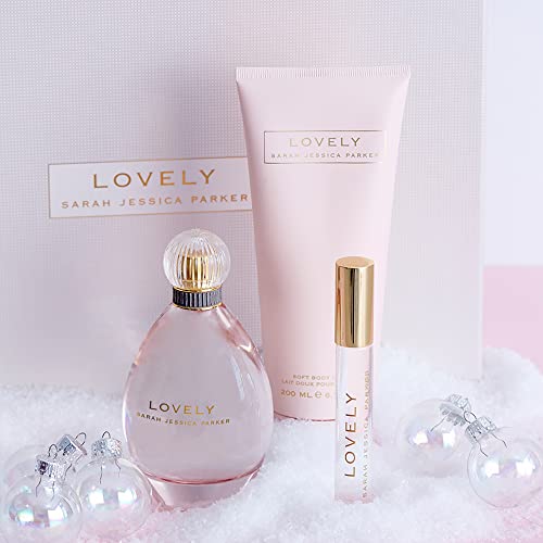 Lovely by SJP - Women's Perfume and Body Care Gift Set - Includes Eau De Parfum, Rollerball, and Soft Lotion in Iconic Lovely Fragrance - 3 pc