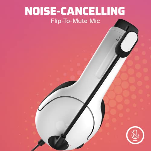 PDP Gaming LVL40 Stereo Headset with Mic for Switch OLED - Noise Cancelling Microphone - Black and White - Nintendo Switch