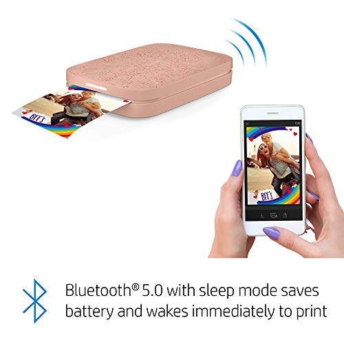 HP Sprocket Portable 2x3' Instant Photo Printer (Blush) Print Pictures on Zink Sticky-Backed Paper from your iOS and Android Device.