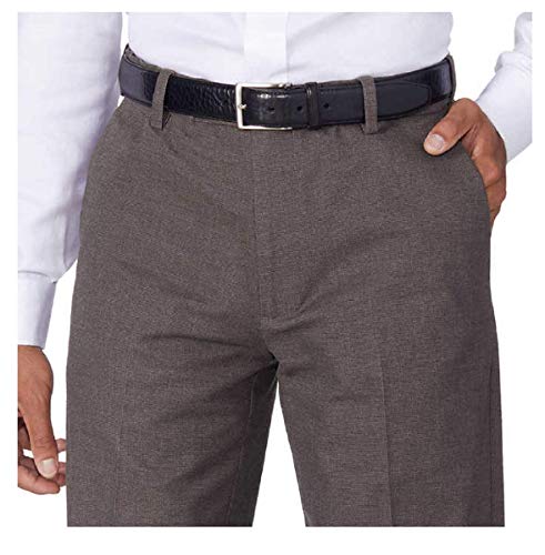 Kirkland Signature Men’s Non-Iron Comfort Pant with Expander Waist (Brown Fancy, 36x30)