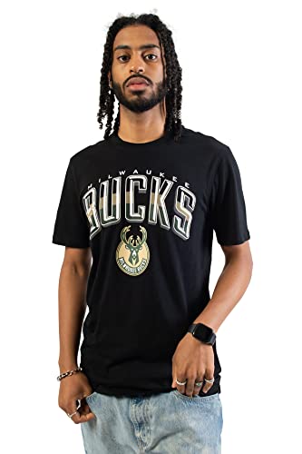 Ultra Game -NBA Milwaukee Bucks Mens Arched Plexi Short Sleeve Tee Shirt, Black, Small