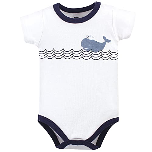 Hudson Baby baby boys Cotton Bodysuit, Shorts and Shoe Layette Set, Blue Sailor Whale, 6-9 Months US
